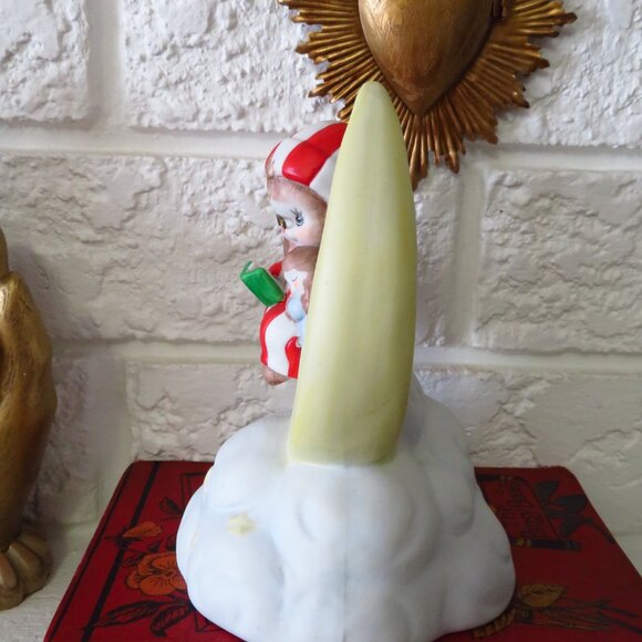 VTG Enesco Bunny and Baby Figure Christmas reading on the moon Rabbit music box - Picture 4 of 8